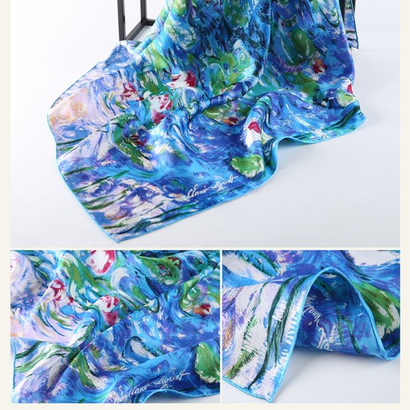 Grace Scarves 100% Silk Scarf, Artists Collection, Monet, Sleeping Water Lilies - Picture 2 of 4